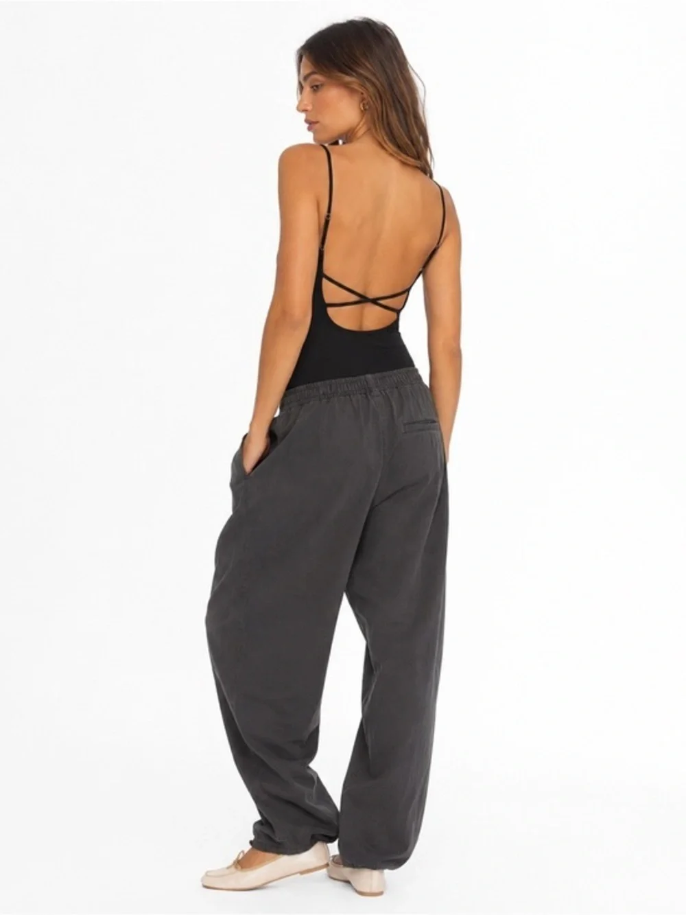 FREE PEOPLE Womens Bodysuit Strappy Basique Black Size S